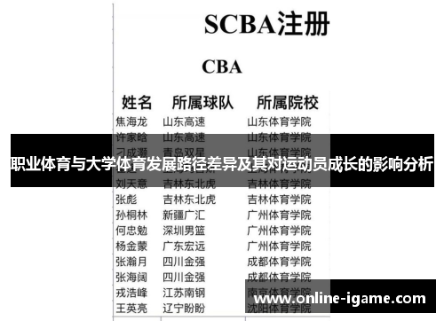 职业体育与大学体育发展路径差异及其对运动员成长的影响分析 职业体育与大学体育发展路径差异及其对运动员成长的影响分析